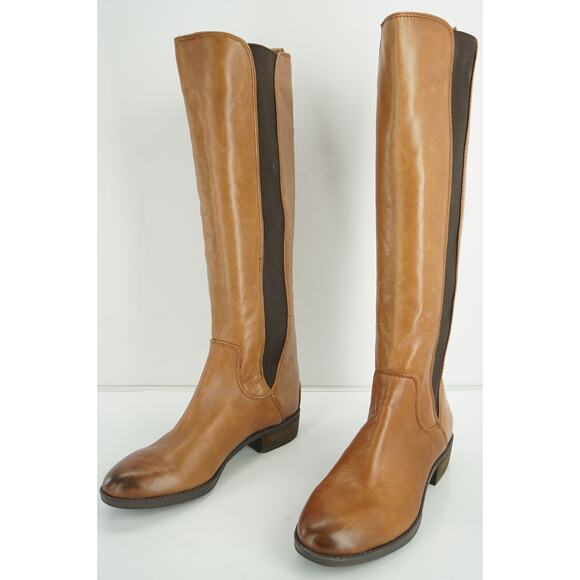 Sam Edelman Paradox whiskey brown Riding Boots stretch distressed - Picture 11 of 12